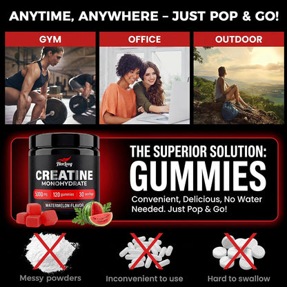 Creatine Gummies for Women, Watermelon 5000Mg NSF Vegan Chews for Men